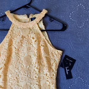 Yellow Mini Lace Detail Dress